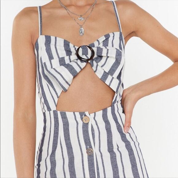 Nasty Gal On the Right Lines Striped Cut-Out mini Dress NWT - Picture 3 of 16